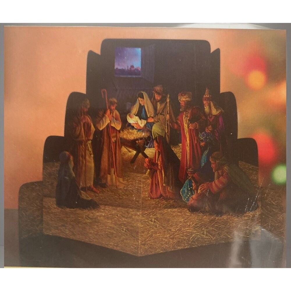 Greg Olsen Nativity 4-piece Diorama With Envelope Christmas Holy Family Jesus